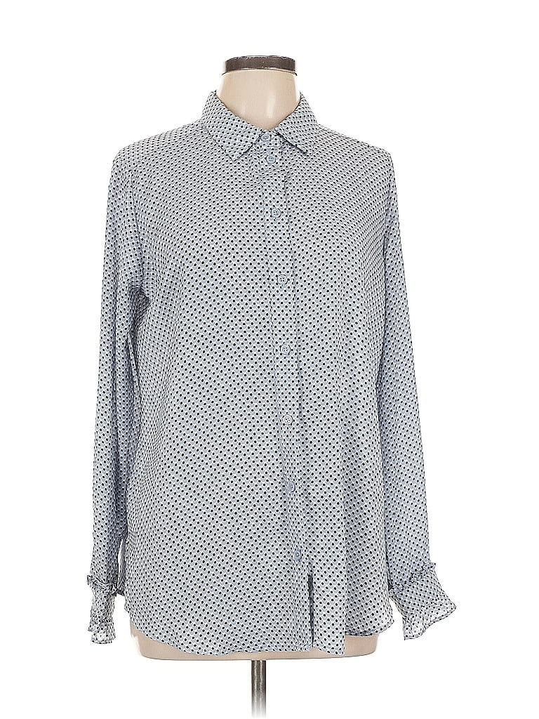 Pre-owned Who What Wear Long Sleeve Blouse In Blue