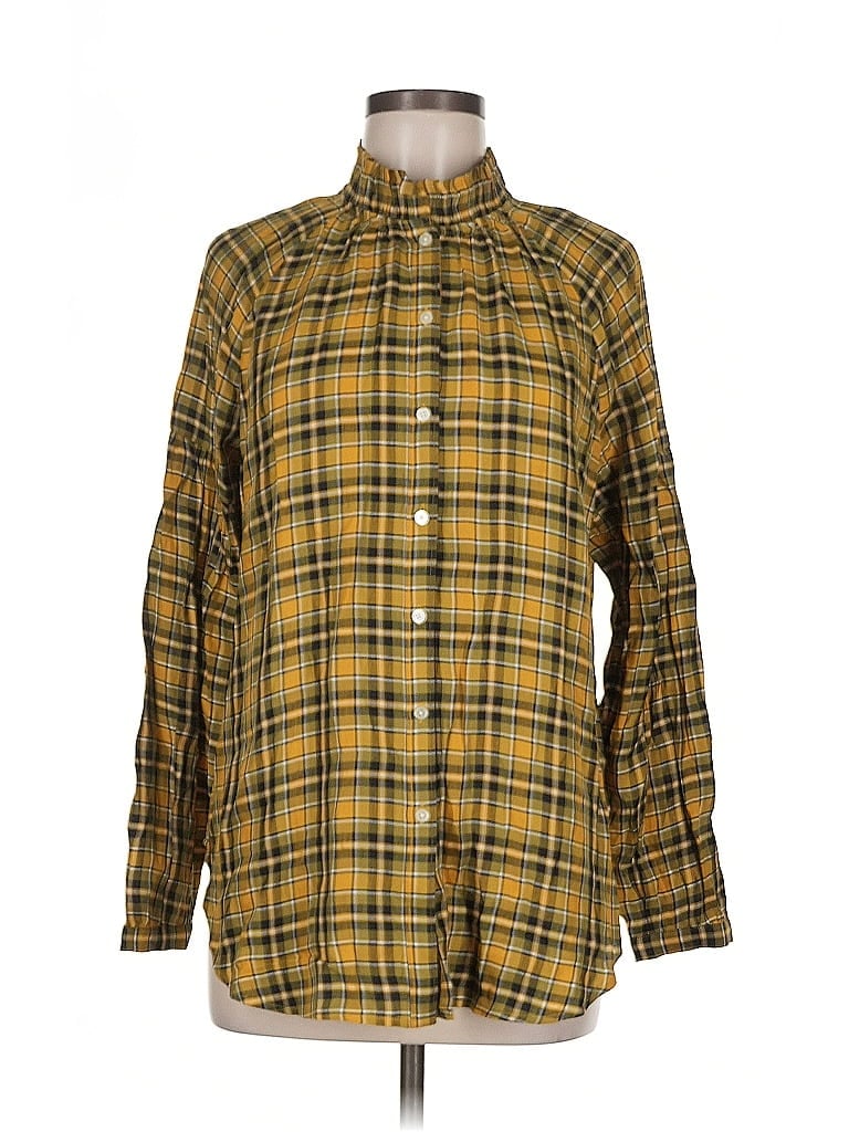 Pre-owned Ann Taylor Loft Long Sleeve Button Down Shirt In Yellow