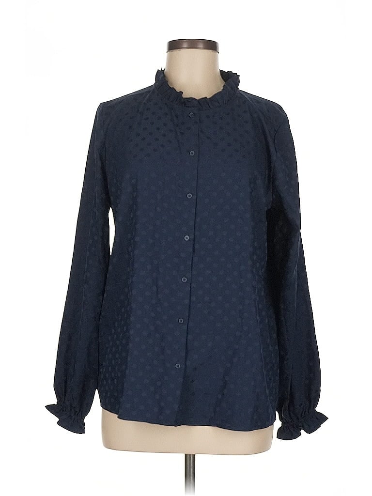 Pre-owned Ann Taylor Loft Outlet Long Sleeve Blouse In Blue