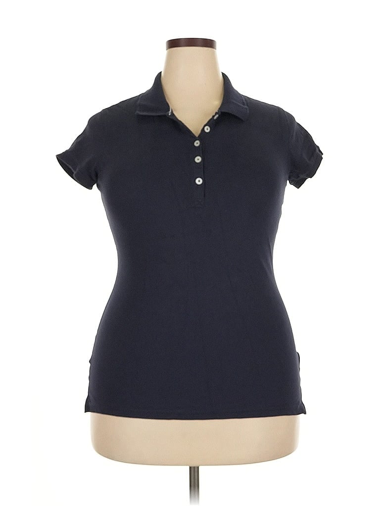 Pre-owned H&m L.o.g.g. Short Sleeve Top Blue Collared Neckline Tops