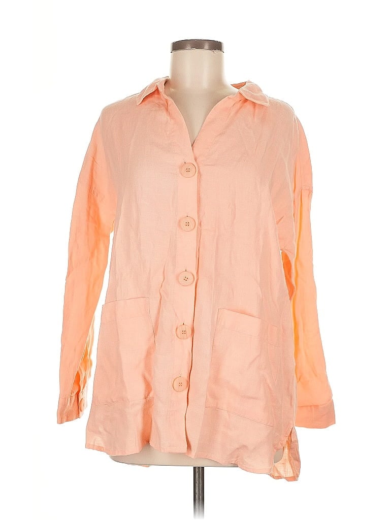 Pre-owned Soft Surroundings 3/4 Sleeve Button Down Shirt In Pink