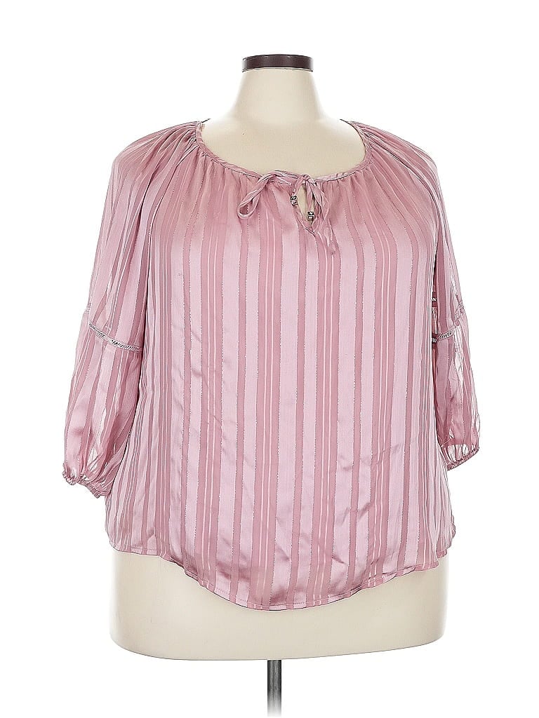 Pre-owned Adrienne Vittadini 3/4 Sleeve Blouse In Pink