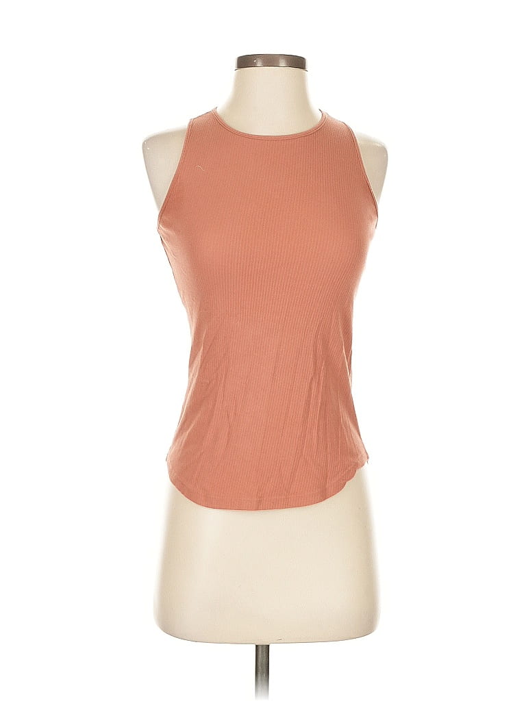 Pre-owned Monrow Tank Top Orange Halter Neckline Tops