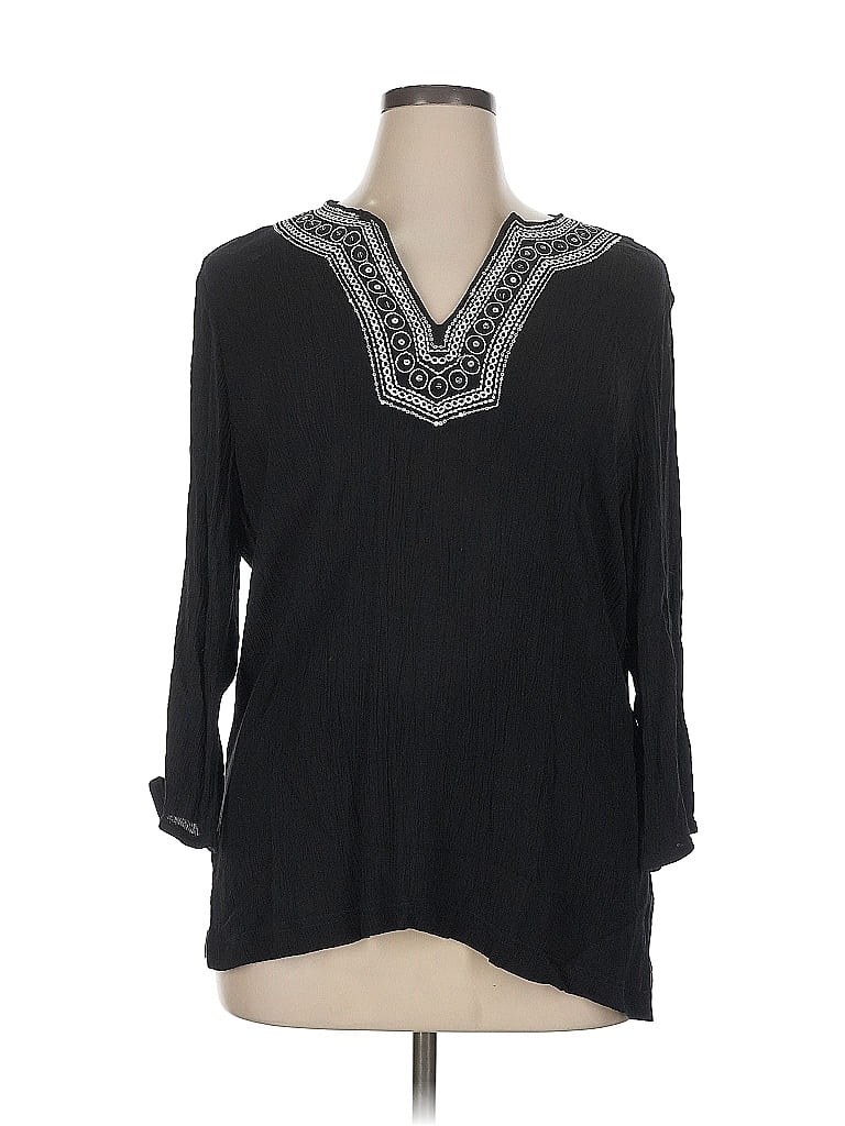 Pre-owned Cathy Daniels 3/4 Sleeve Blouse In Black