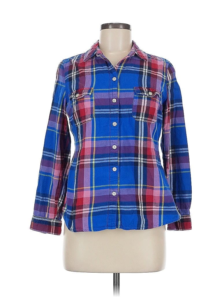 Pre-owned Old Navy 3/4 Sleeve Button Down Shirt In Blue