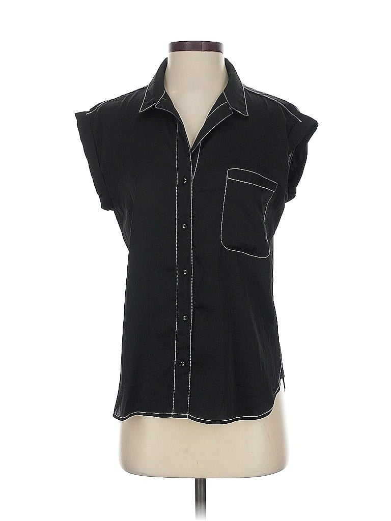 Pre-owned Current Air Short Sleeve Blouse In Black