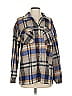 Unbranded 100% Polyester Plaid Blue Tan Long Sleeve Blouse Size S - photo 1