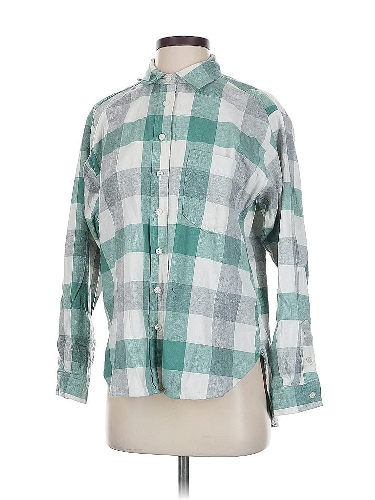 Pre-owned Ann Taylor Loft Long Sleeve Button Down Shirt In Green
