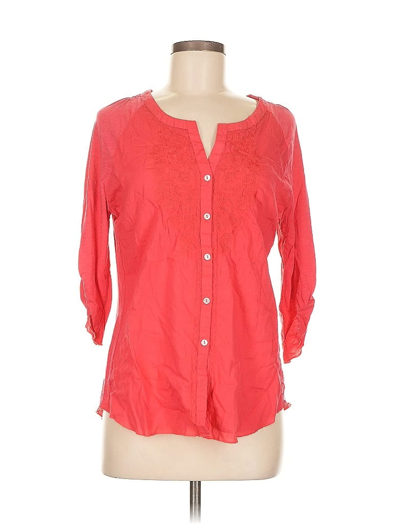 Pre-owned Nine West 3/4 Sleeve Blouse In Red