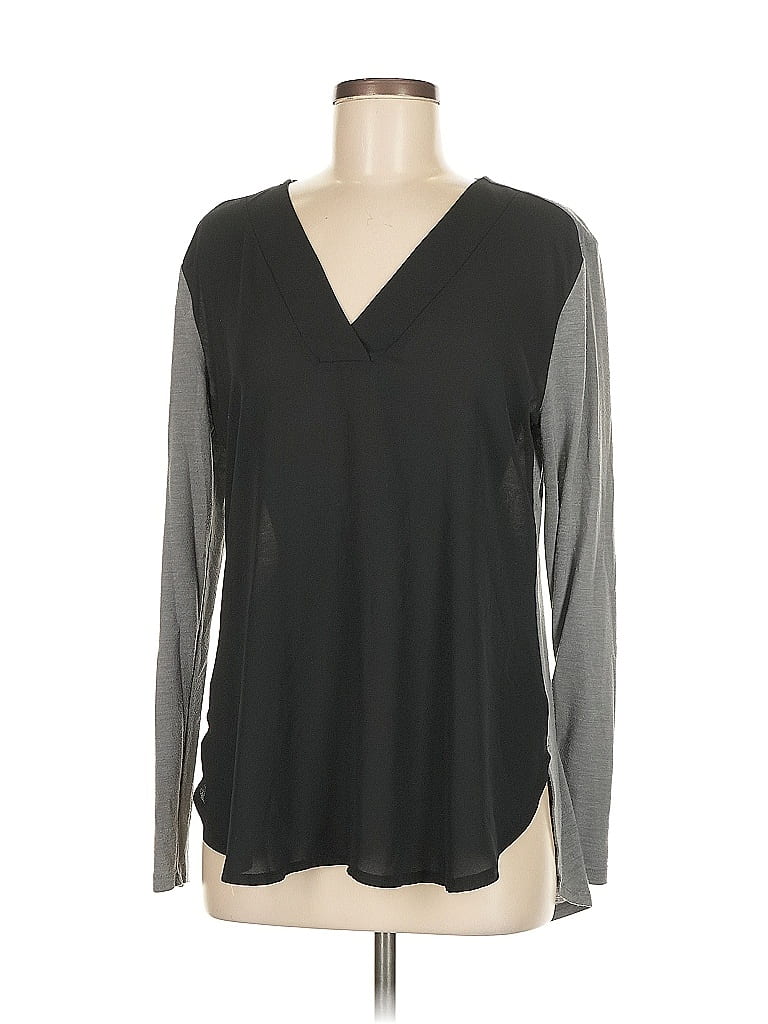 Pre-owned Ann Taylor Loft Outlet Long Sleeve Top Gray V Neck Tops