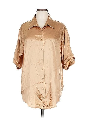 Frankies Bikinis Short Sleeve Silk Top (view 1)