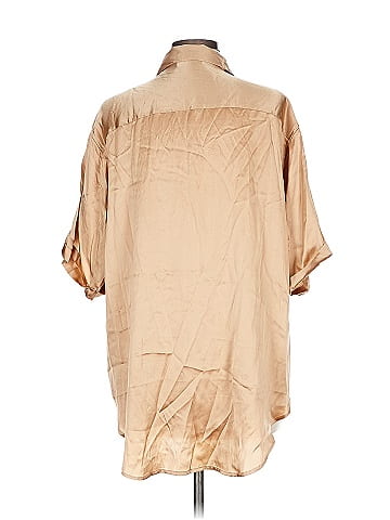 Frankies Bikinis Short Sleeve Silk Top (view 2)