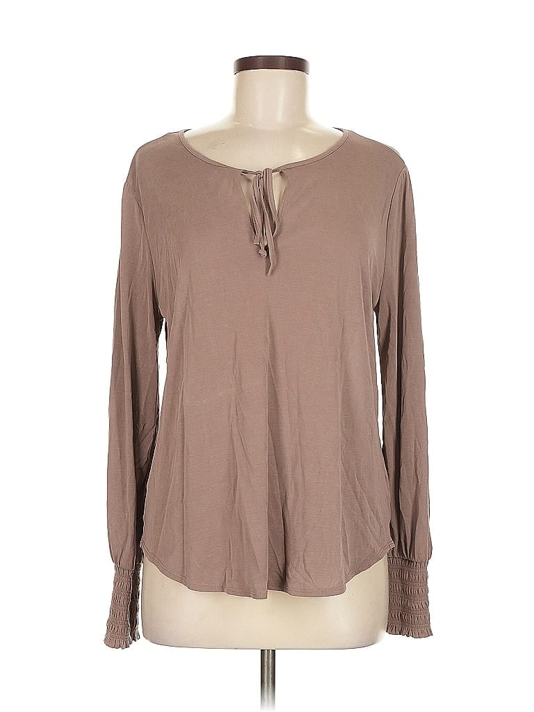 Pre-owned Lucky Brand Long Sleeve Blouse In Brown