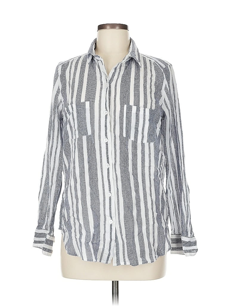 Pre-owned Ann Taylor Loft Long Sleeve Button Down Shirt In Gray