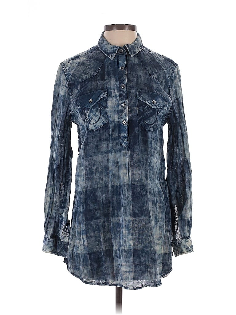 Pre-owned True Religion Long Sleeve Blouse In Blue
