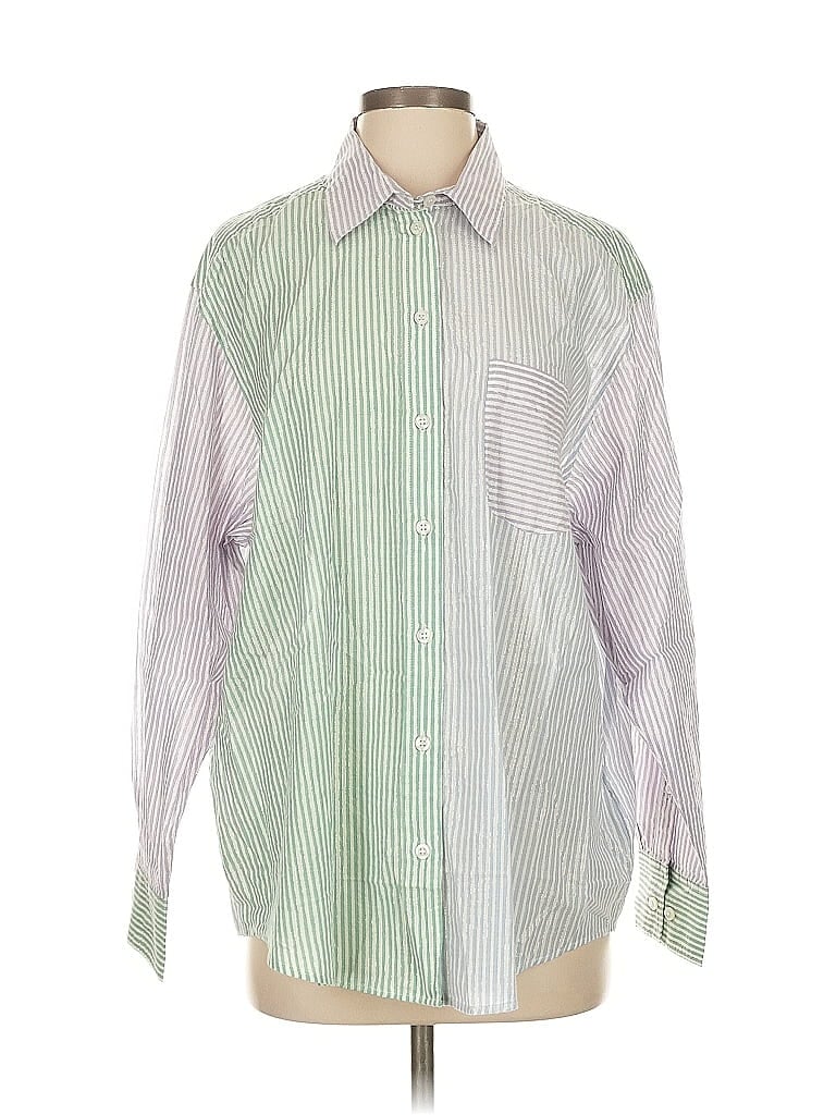 Pre-owned Gap Long Sleeve Button Down Shirt In Green