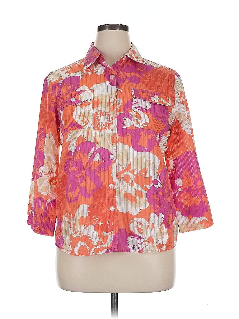 Click to view more detailed imagery on our partner's website Pre-owned Alfred Dunner 3/4 Sleeve Button Down Shirt In Orange