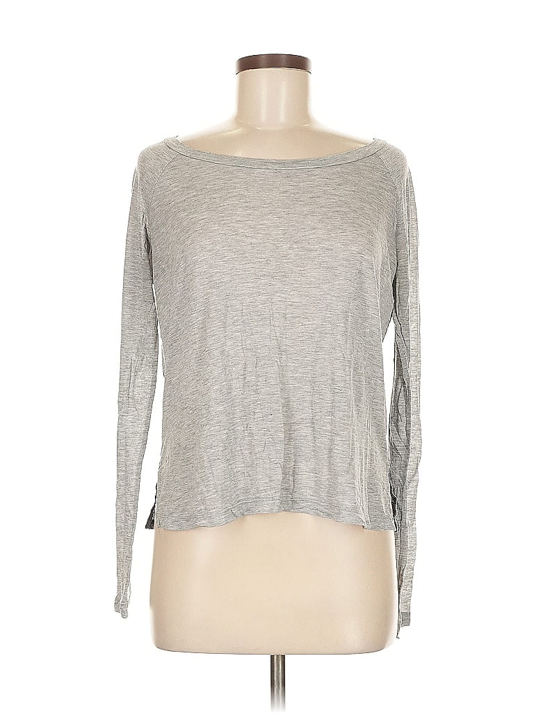 Pre-owned Ella Moss Long Sleeve T-shirt In Gray