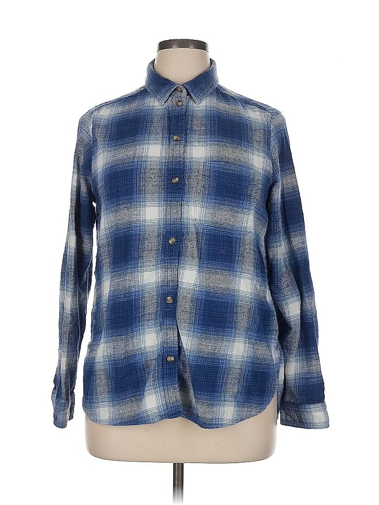 Pre-owned American Eagle Outfitters Long Sleeve Button Down Shirt In Blue