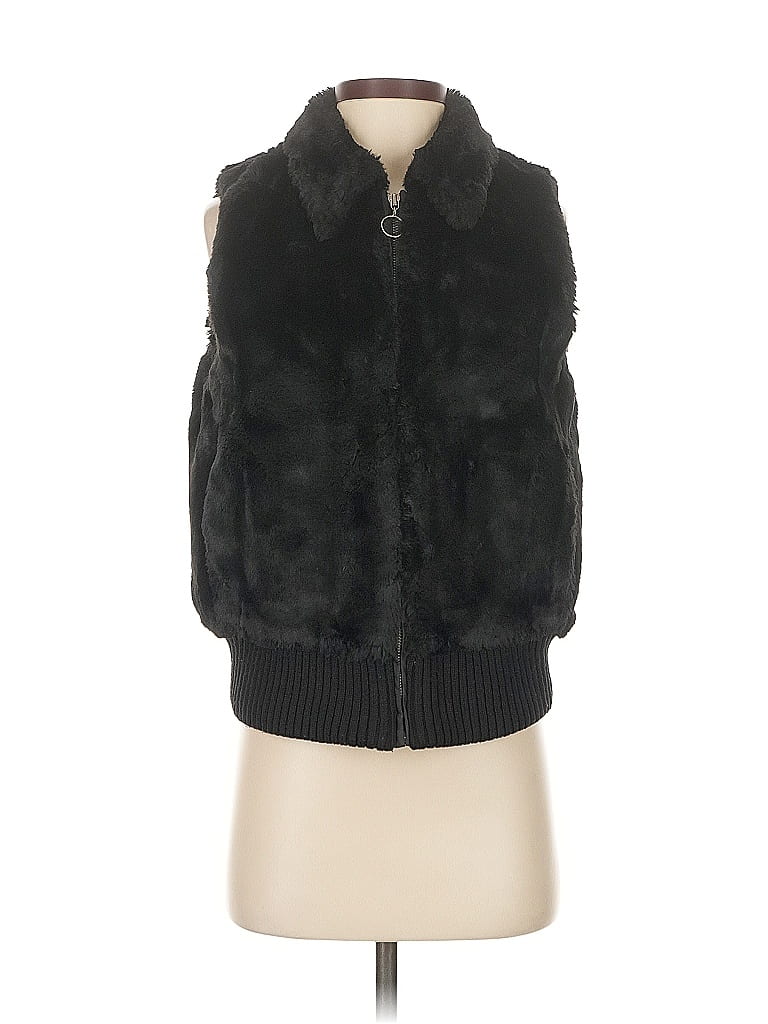 Pre-owned Ann Taylor Loft Faux Fur Vest In Black