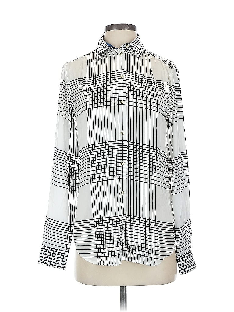 Pre-owned Banana Republic Long Sleeve Blouse In Silver