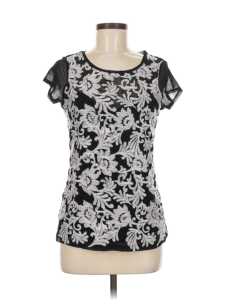 Pre-owned Inc International Concepts Short Sleeve Top Silver Scoop Neck Tops