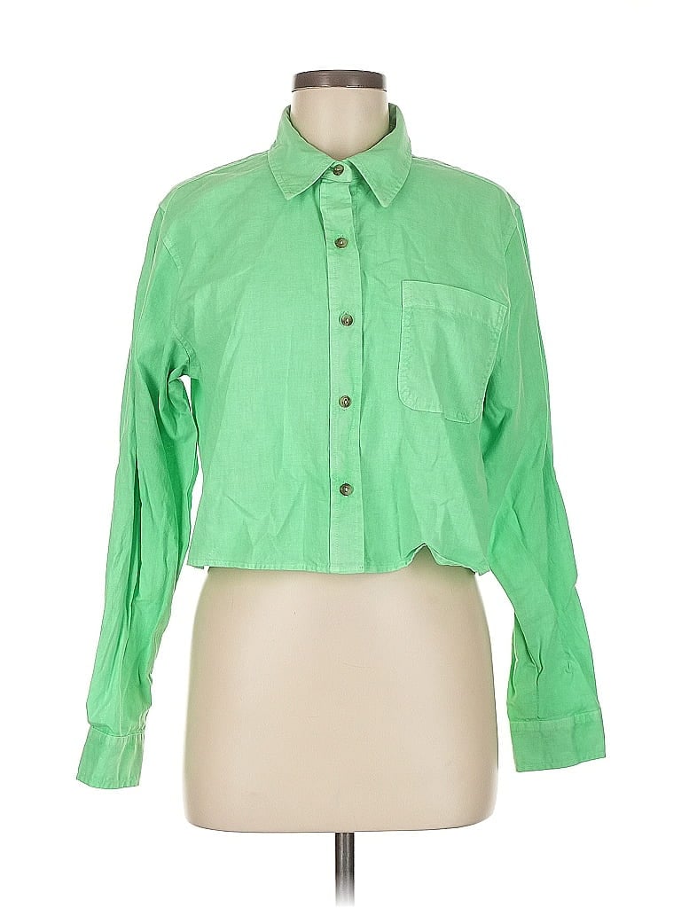 Pre-owned Universal Thread Long Sleeve Button Down Shirt In Green