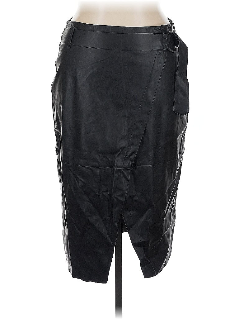 Pre-owned Amadi Faux Leather Skirt In Black