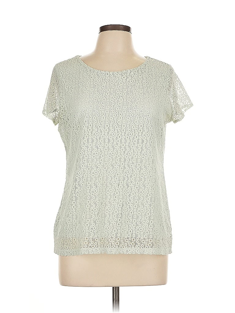 Pre-owned Ann Taylor Factory Short Sleeve Top Green Crew Neck Tops