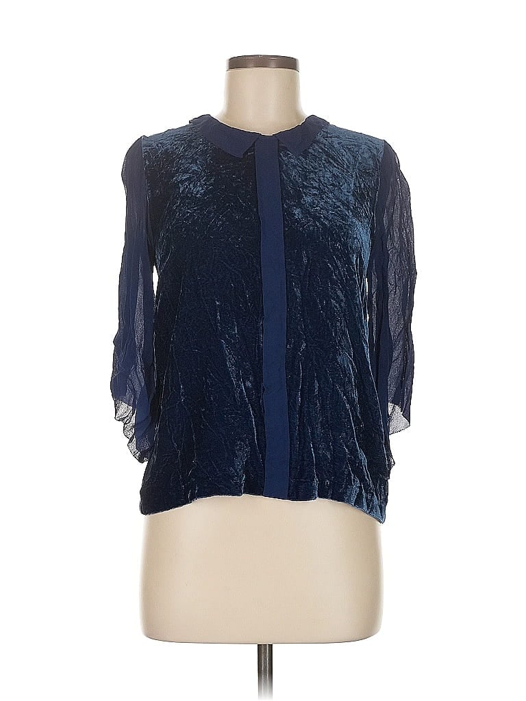 Pre-owned Wrap 3/4 Sleeve Blouse In Blue
