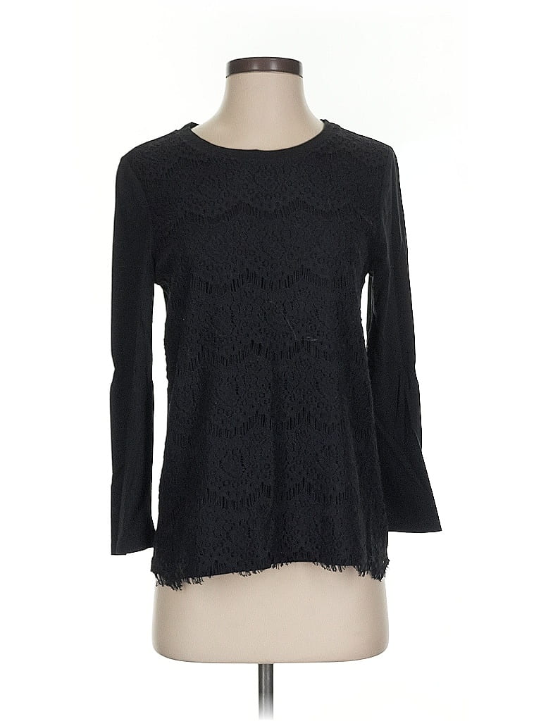 Pre-owned J.crew Factory Store Long Sleeve Top Black Crew Neck Tops