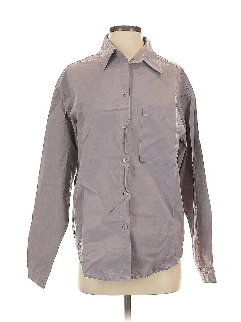 Pre-owned Assorted Brands Long Sleeve Button Down Shirt In Gray