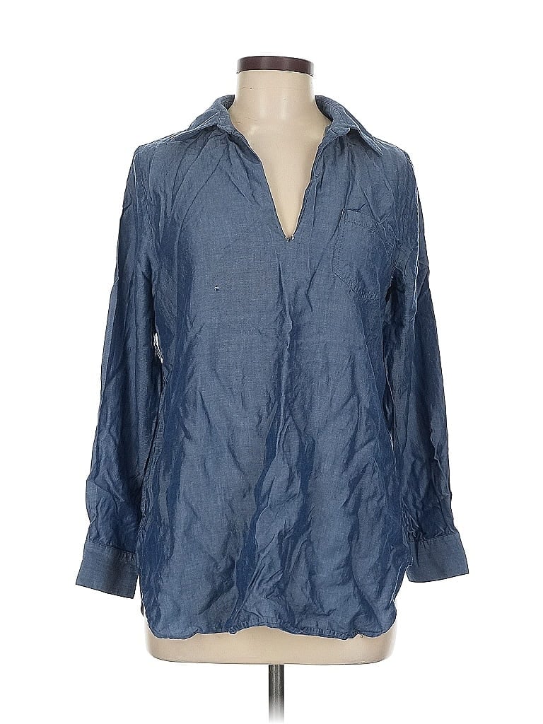 Pre-owned Soft Surroundings Long Sleeve Blouse In Blue