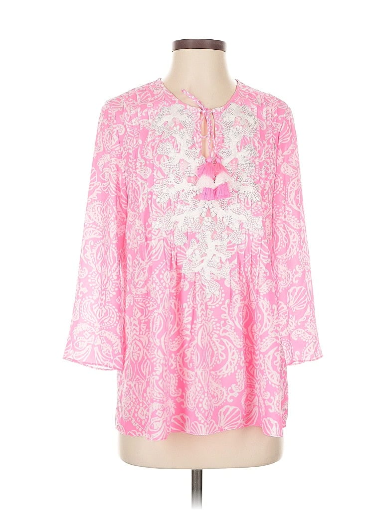 Pre-owned Lilly Pulitzer 3/4 Sleeve Blouse In Pink