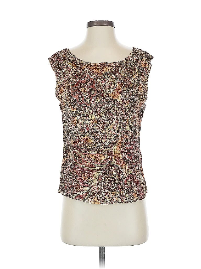 Pre-owned August Max Woman Sleeveless Top Brown Scoop Neck Tops