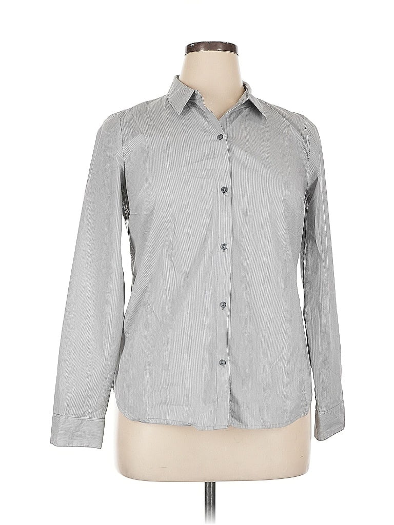 Pre-owned Apt. 9 Long Sleeve Button Down Shirt In Gray