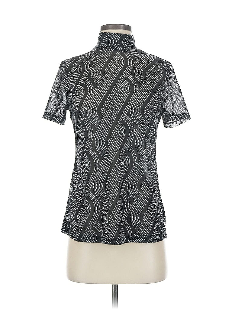 Pre-owned Cabi Short Sleeve Top Silver Mock Neckline Tops