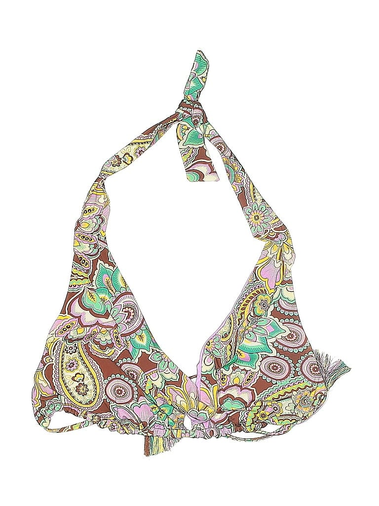 Pre-owned Becca Swimsuit Top Green Paisley Pattern Swimwear