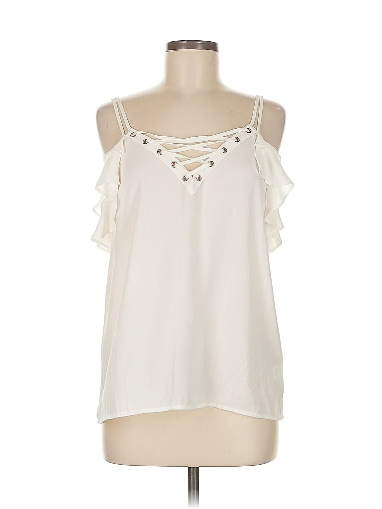 Pre-owned Express Sleeveless Blouse In White