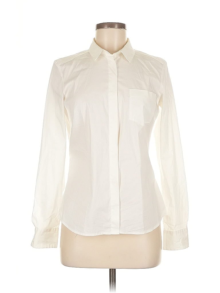 Pre-owned H&m Long Sleeve Blouse In White