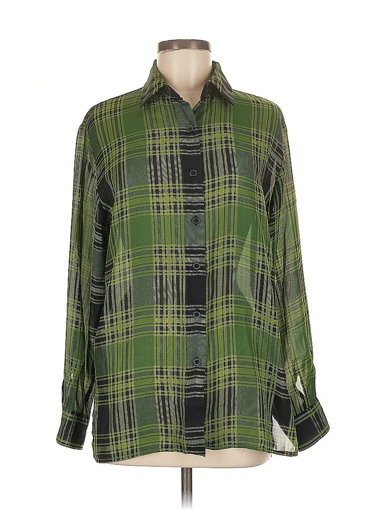 Pre-owned Chaus Long Sleeve Blouse In Green