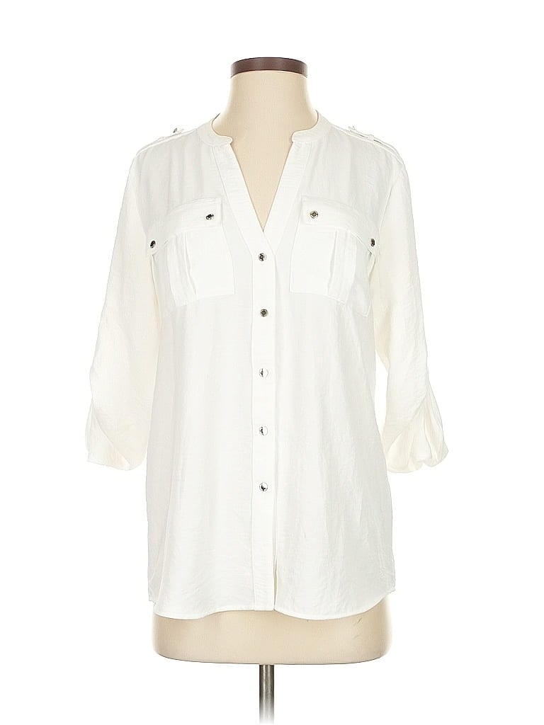 Pre-owned Calvin Klein Long Sleeve Blouse In White