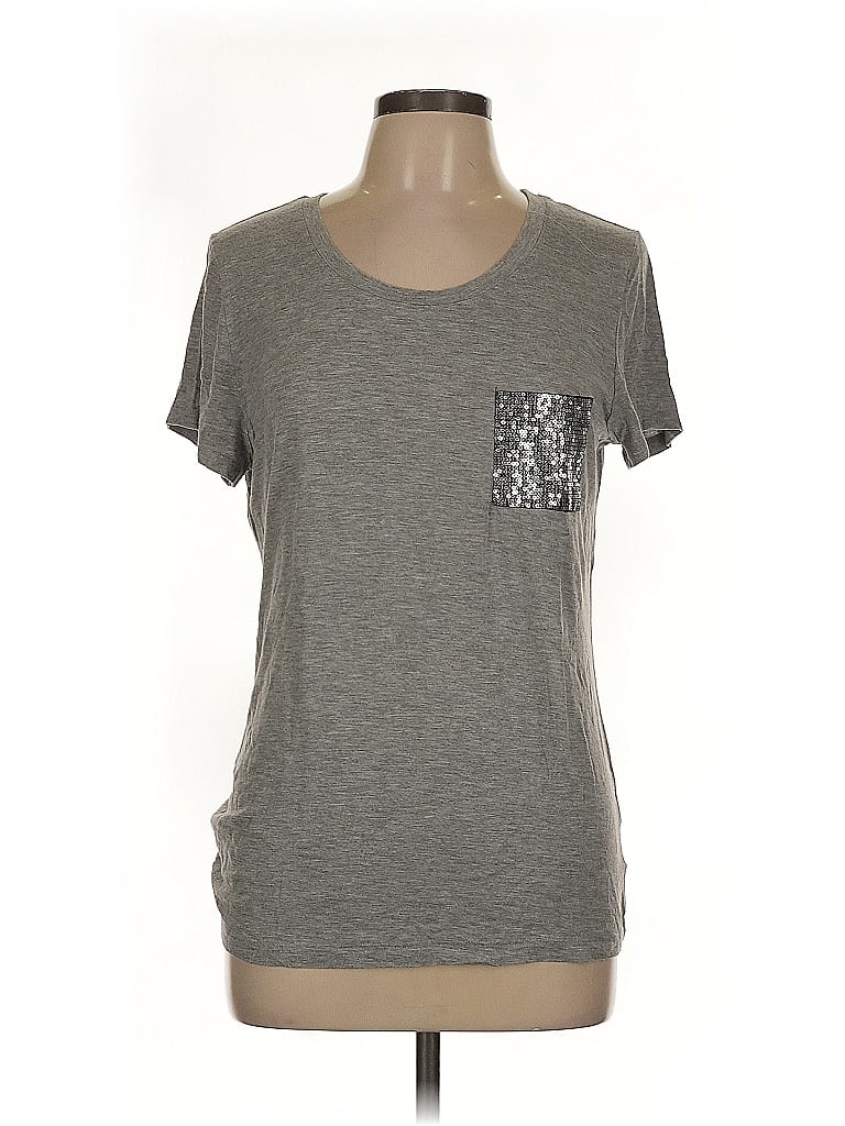 Pre-owned Ellen Tracy Short Sleeve T-shirt In Gray