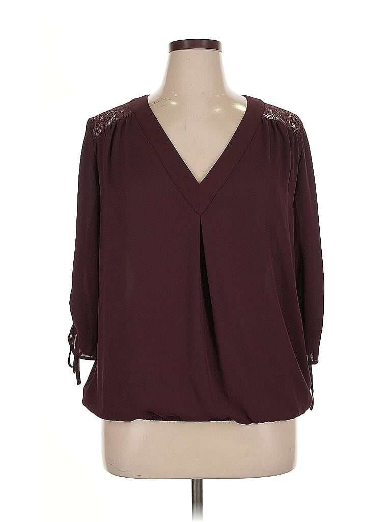 Pre-owned Soho 3/4 Sleeve Blouse In Burgundy