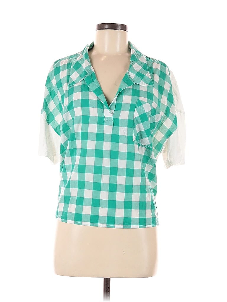 Pre-owned Porridge Short Sleeve Blouse In Green