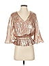 Ramy Brook Metallic Silver 3/4 Sleeve Blouse Size XS - photo 1