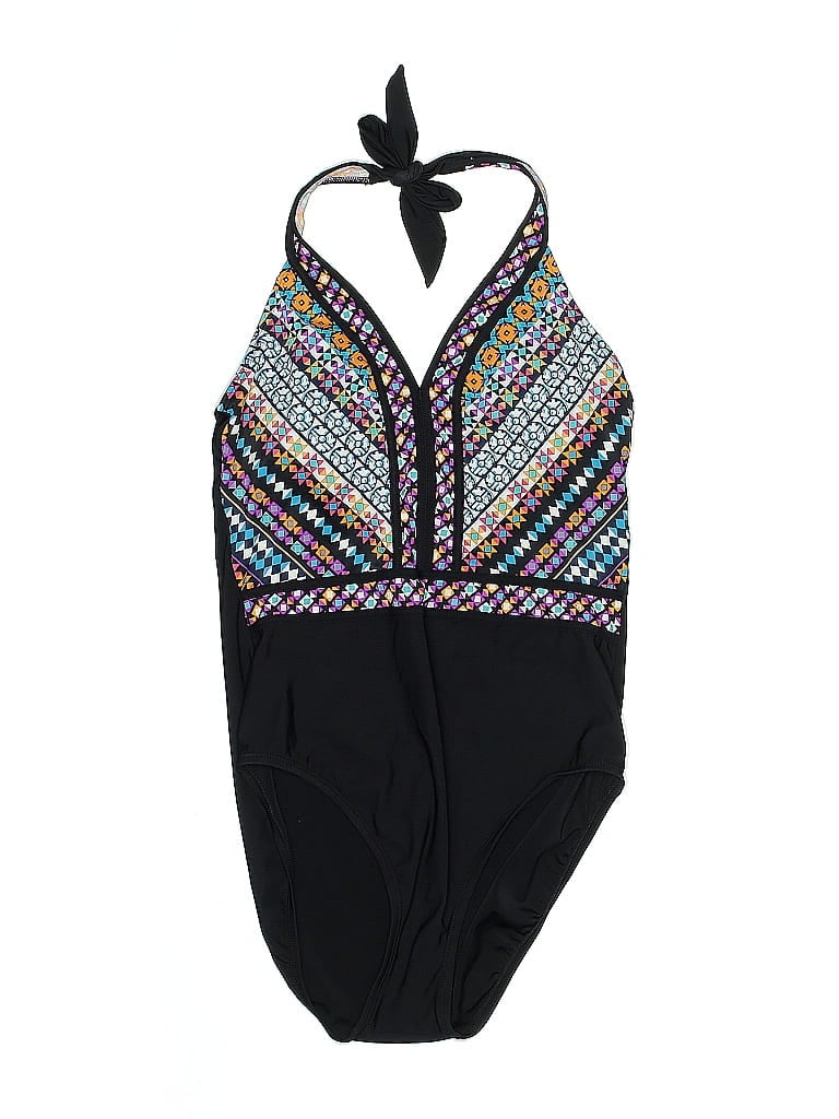 Pre-owned Aqua Green One Piece Swimsuit In Black