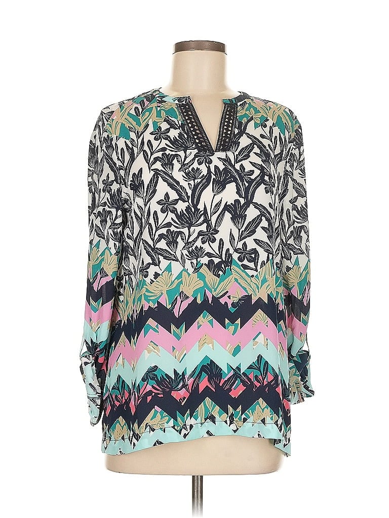 Click to view more detailed imagery on our partner's website Pre-owned Rafaella 3/4 Sleeve Blouse In Blue