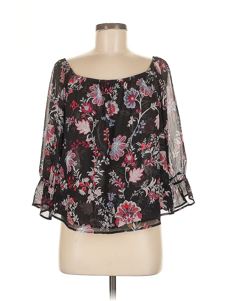 Pre-owned Express Outlet 3/4 Sleeve Blouse In Black