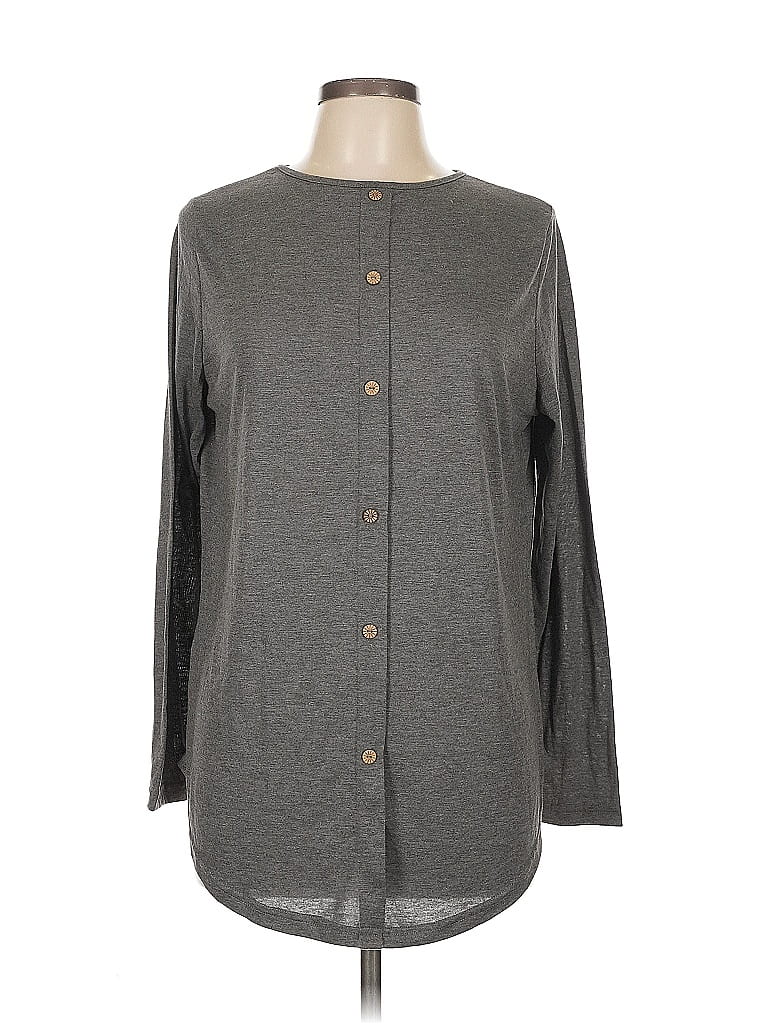 EMERY ROSE Pre-owned Long Sleeve Henley Shirt In Gray